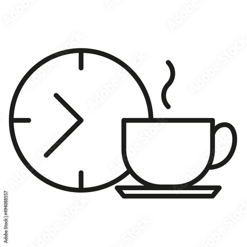 Ikona przerwa na kawę. Grafika wektorowa, zegarek i filiżanka.