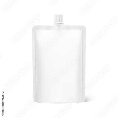 Pouch bag mockup with round corner. Vector illustration isolated on white background. Front view. Can be use for template your design, presentation, promo, ad. EPS10.	