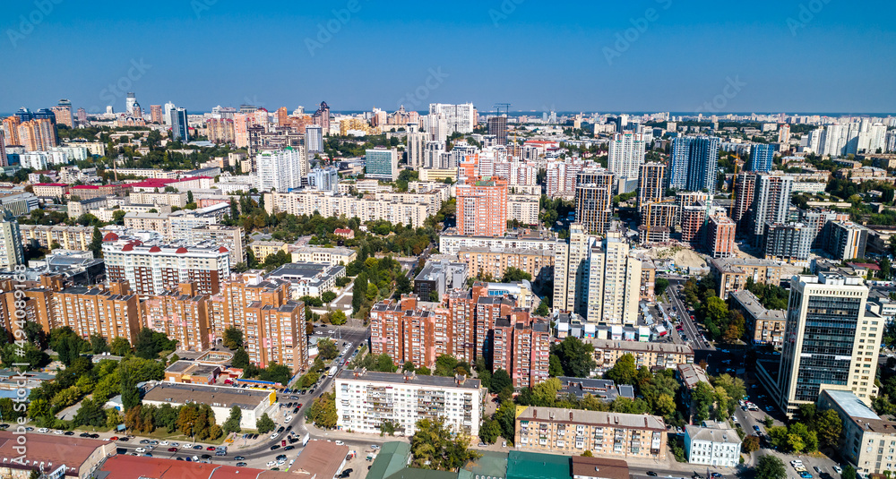 Aerial view of Pechersk district in Kyiv, the capital of Ukraine before the war with Russia
