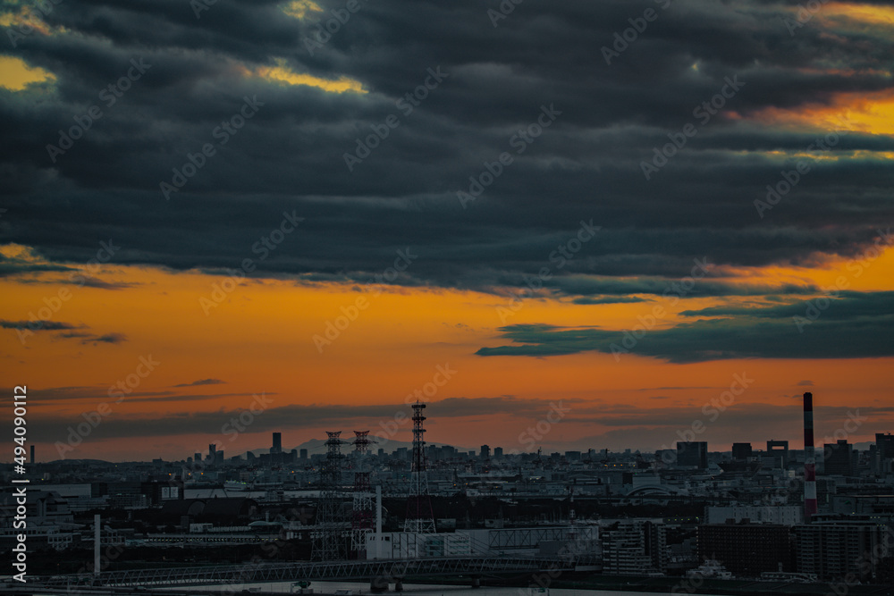 夕暮れに照らされた東京の町並み 夕暮れに照らされた東京の町並み
