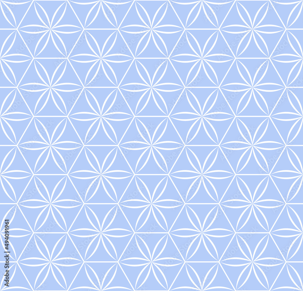Abstract seamless blue hexagons and flowers pattern. Abstract seamless blue hexagons and flowers pattern.