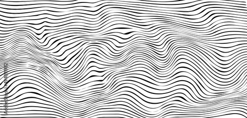 Distorted lines. Striped wave with distortion effect. Optical illusion. Vector illustration.