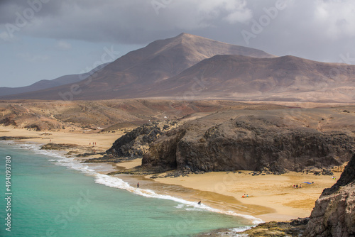volcanic landscape in island Papaygo Beach Lanzarote Canary Islands