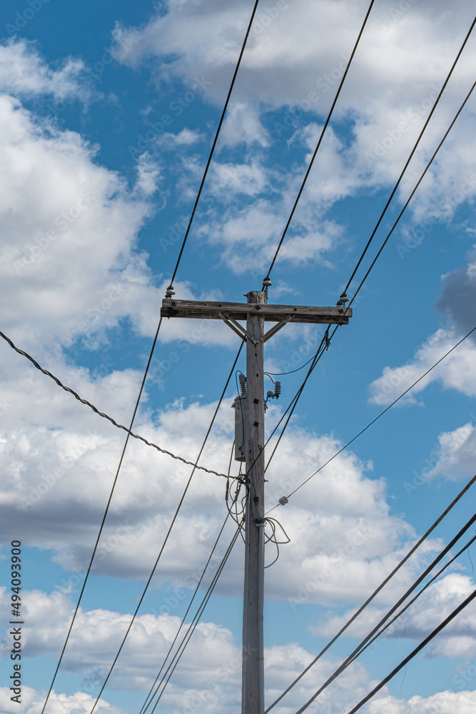 custom made wallpaper toronto digitalPower lines and a blue sky with white puffy clouds in Upstate NY on a beautiful Spring Day.