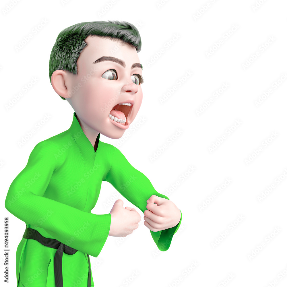 karate boy cartoon is angry with copy space karate boy cartoon is angry with copy space