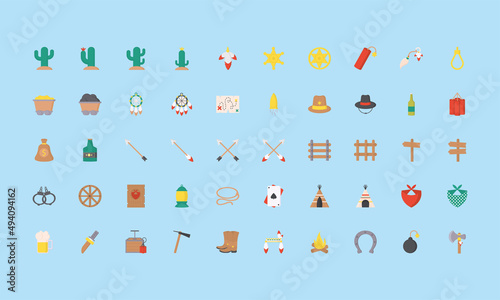 wild west icon set