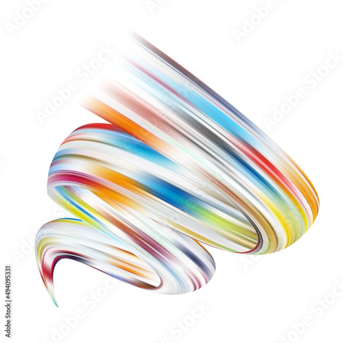 Colorful flow brush stroke. Ribbon isolated line.