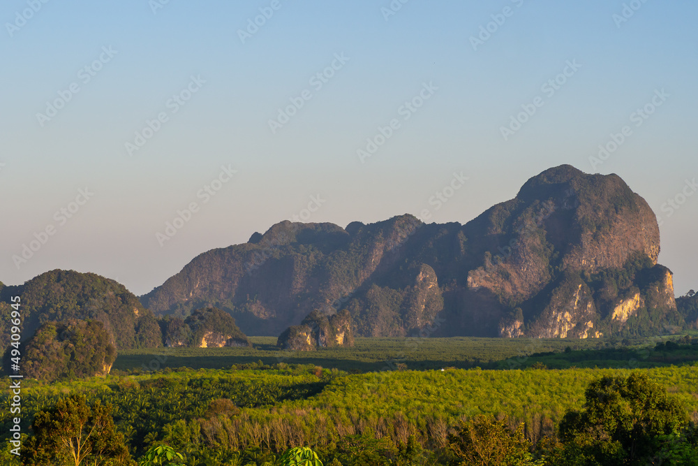 landscape Mountain with sunset in Krabi Thailand