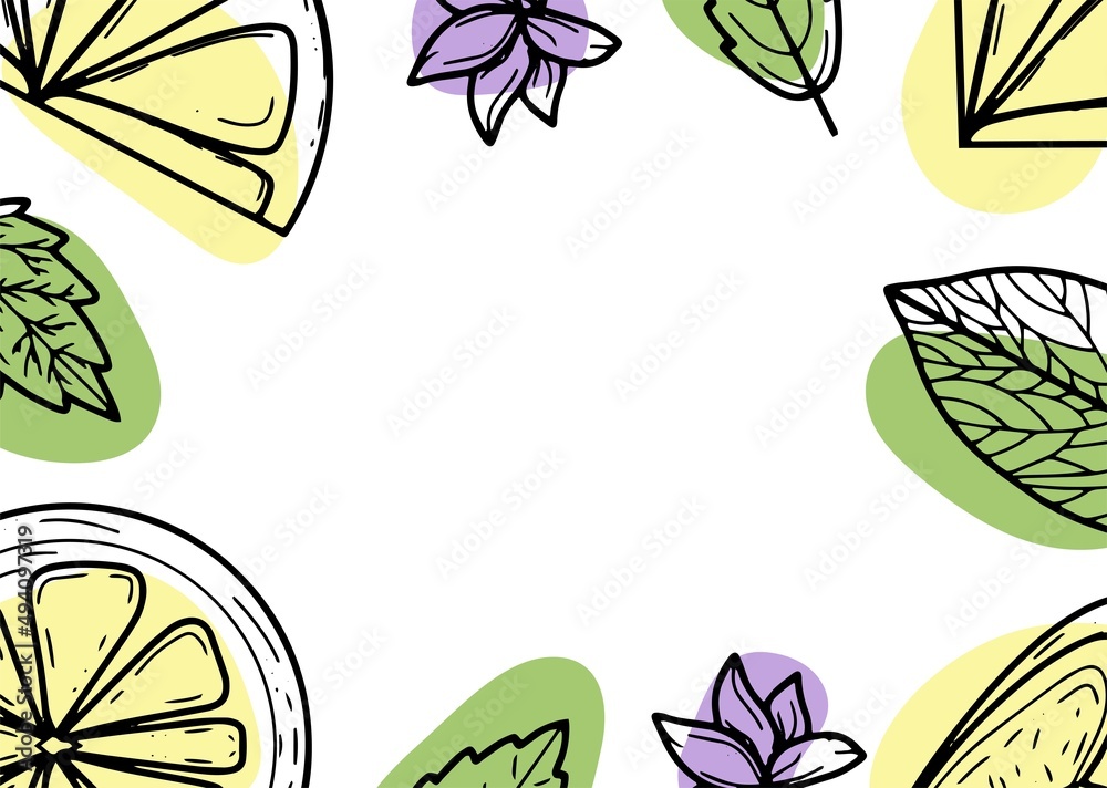 Beautiful background with lemons, flowers, leave. Hand-drawn vector illustration of fruits. Banner in the style of engraving. Vintage citrus and botanical design. For poster, prints, wallpaper, covers Beautiful background with lemons, flowers, leave. Hand-drawn vector illustration of fruits. Banner in the style of engraving. Vintage citrus and botanical design. For poster, prints, wallpaper, covers