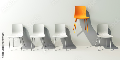 One out unique independant chair concept - 3D render illustration