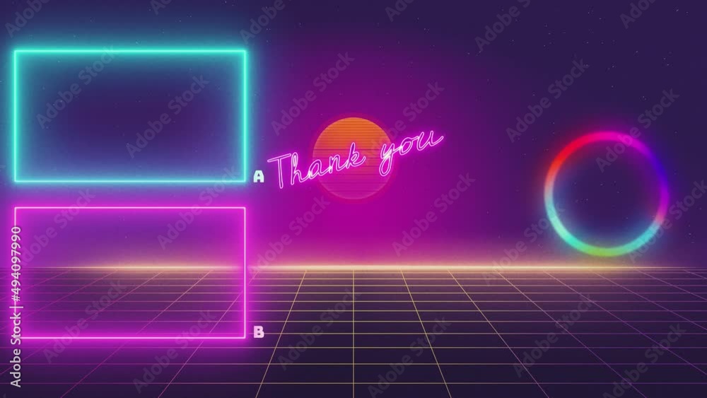 Animation of End screen Youtube Motion Graphics subscribe to my channel, see my videos, neon