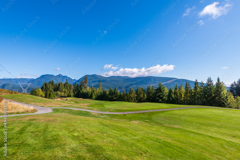 Golf course with gorgeous green and fantastic forest view. Golf course with gorgeous green and fantastic forest view.