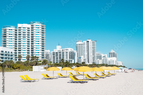 Miami Beach Yellow Umbrellas (ID: 494100517)