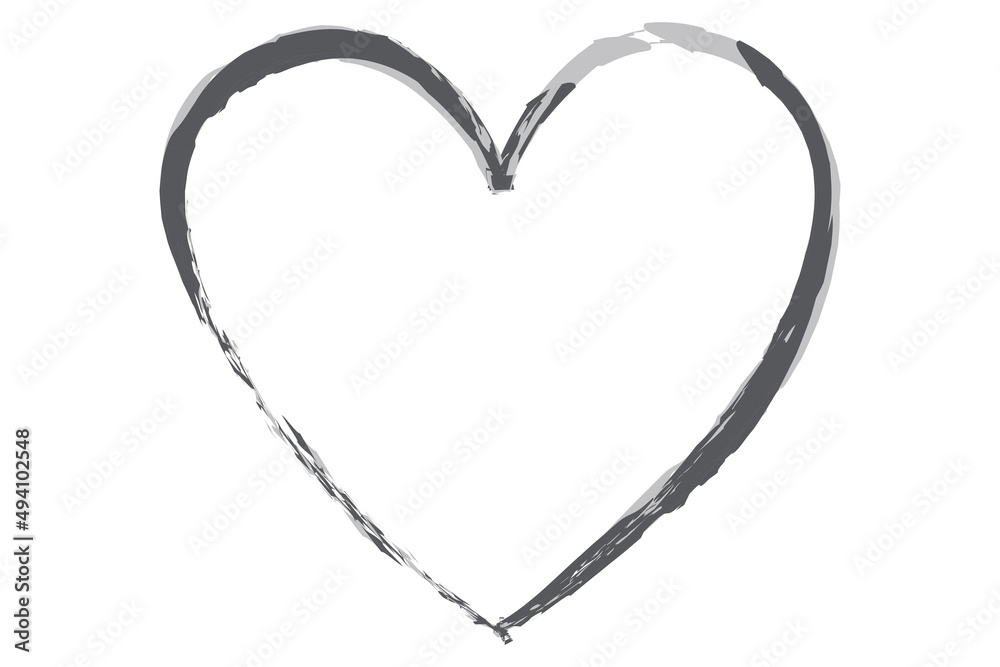 Heart contour vector. Grey hand drawn love icon isolated. Paint brush stroke heart icon. Hand drawn vector for love logo, heart symbol, doodle icon and Valentine's day. Painted grunge vector shape Heart contour vector. Grey hand drawn love icon isolated. Paint brush stroke heart icon. Hand drawn vector for love logo, heart symbol, doodle icon and Valentine's day. Painted grunge vector shape