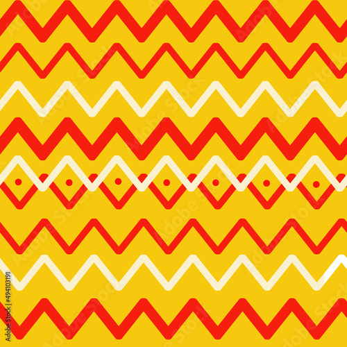 Pattern with zigzag on yellow background