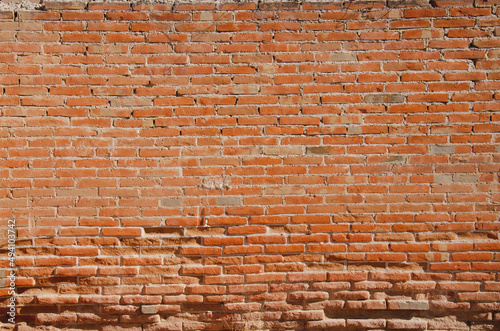 Old Horizontal Orange Colored Brick Wall