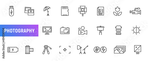 Photography line icon panoramic camera photo side view logo. Photo vector line icon illustration art