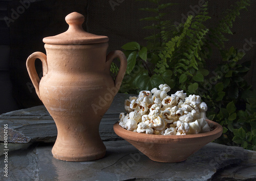 Among several rituals in the Umbanda religion afro/brazilian, popcorn bath is used in offerings to the orixá (a deity in African mythology) Obaluayê. For followers, popcorn bath is related to healing. photo