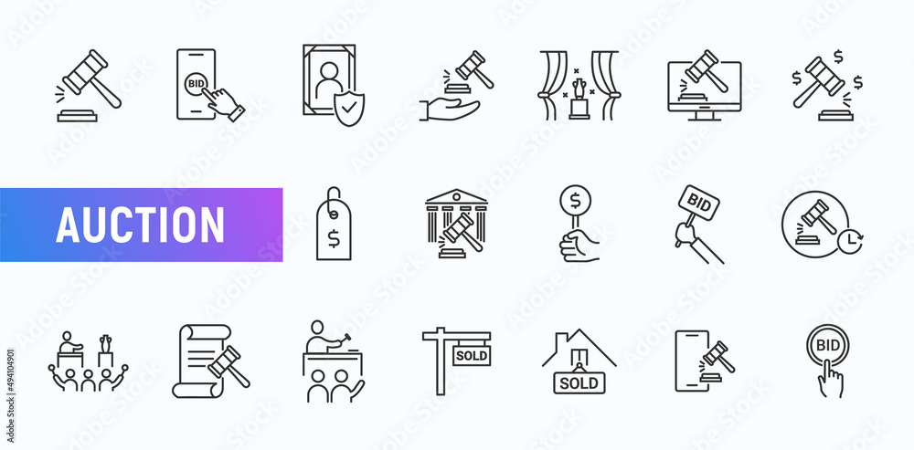Auction vector icon hammer sell document judge illustration price deal. Bid auction vector tender justice sale commercial concept - obrazy, fototapety, plakaty 