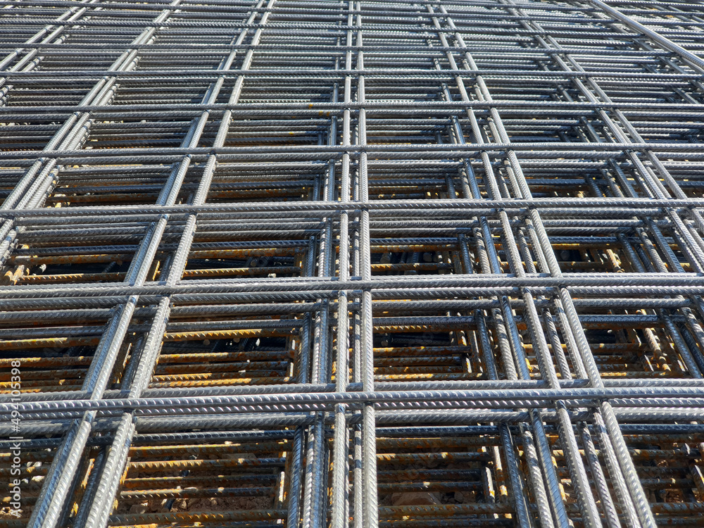 Iron reinforcement. Steel Rebars for reinforced concrete construction site