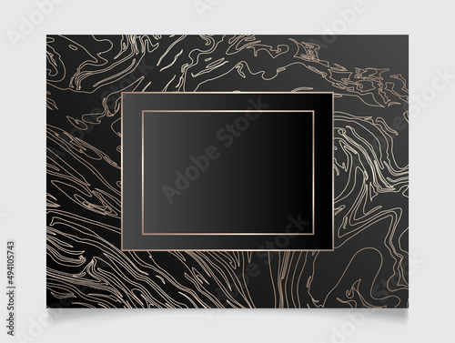 Golden marble shiny glowing blank frame