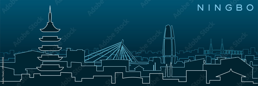 Ningbo Multiple Lines Skyline and Landmarks Ningbo Multiple Lines Skyline and Landmarks