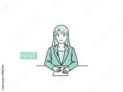 ニュースキャスター　女性　アナウンサー　発表　緊急速報　テレビ　放送