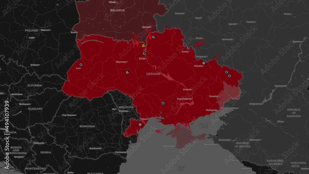 Animation Ukraine war map. Animated map of Russia invasion of Ukraine