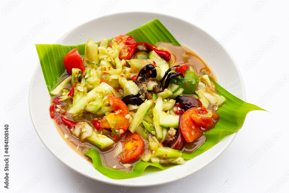 Spicy cucumber salad in plate Spicy cucumber salad in plate