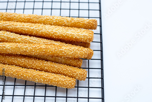 Bread sticks on white background