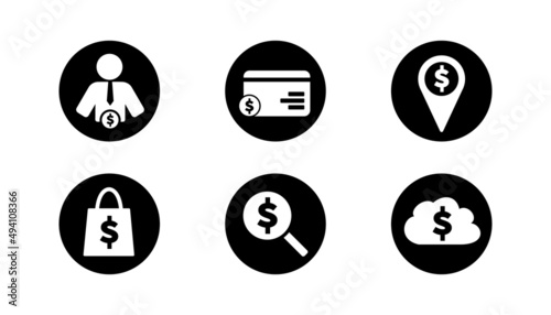 Set of vector with dollar icon on simple white background.