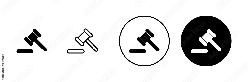 Gavel icons set. judge gavel sign and symbol. law icon. auction hammer Gavel icons set. judge gavel sign and symbol. law icon. auction hammer