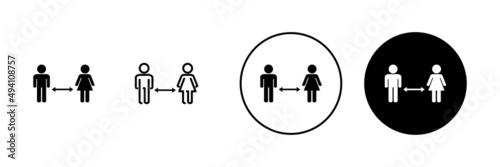 Social distancings set. social distance sign and symbol. self quarantine sign