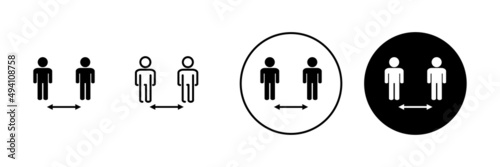 Social distance icons set. social distancing sign and symbol. self quarantine sign