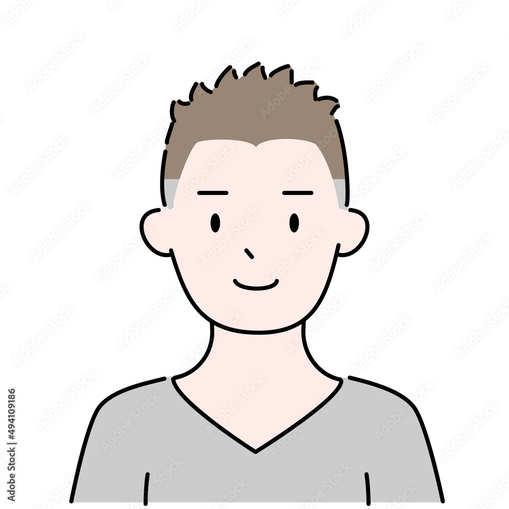 男性 髪型 ツーブロック 肖像 顔 シンプル イラスト素材 男性 髪型 ツーブロック 肖像 顔 シンプル イラスト素材