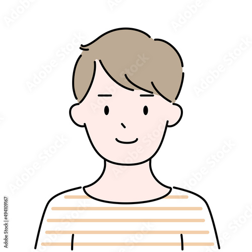 男性　髪型　ショートヘア　肖像　顔　シンプル　イラスト素材