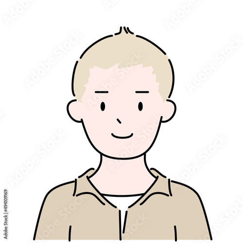 男性　髪型　坊主　肖像　顔　シンプル　イラスト素材