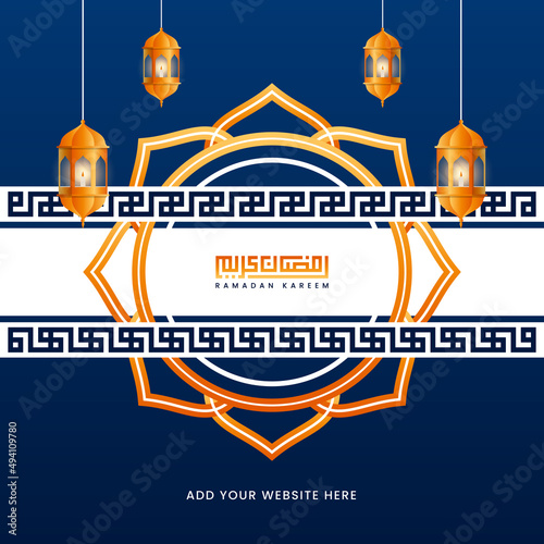 Realistic ramadan greeting card template