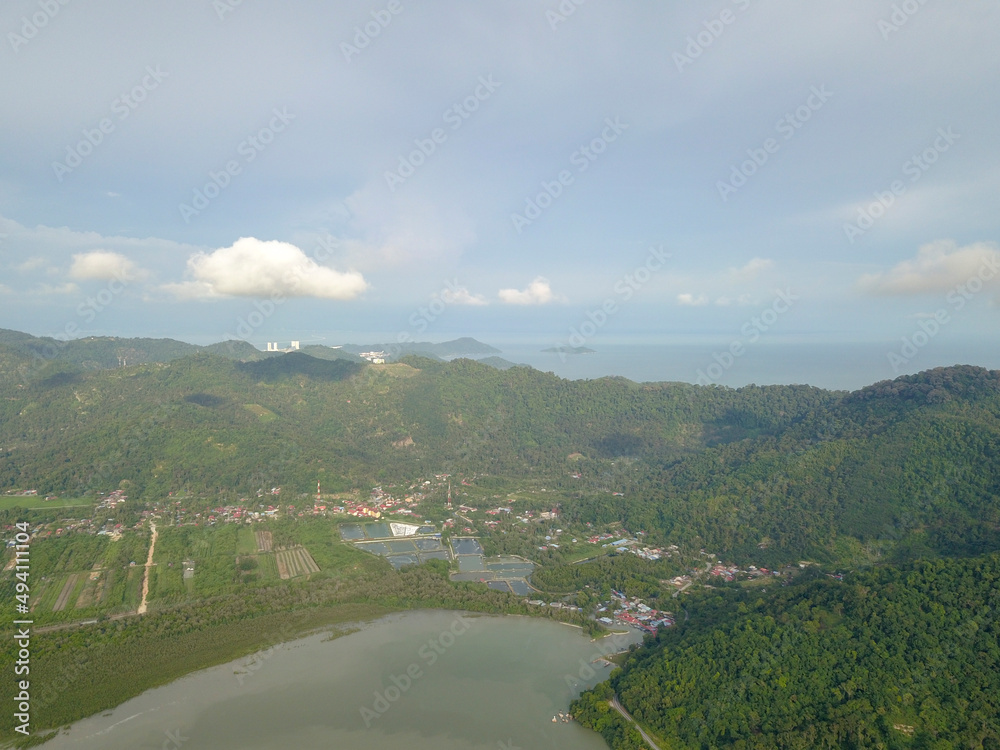 Drone shot of fishing village