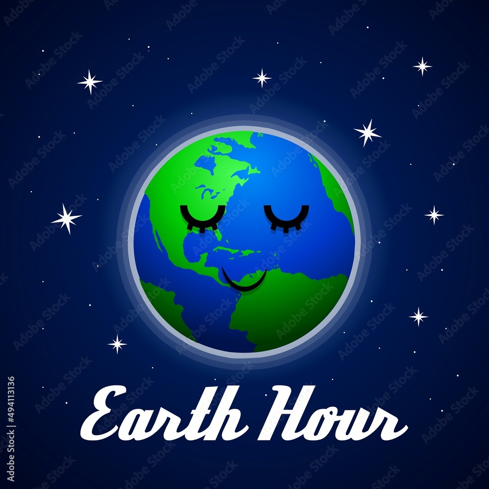 Fototapeta premium Earth Hour day vector illustration. Suitable for Poster, Banners, campaign and greeting card. 
