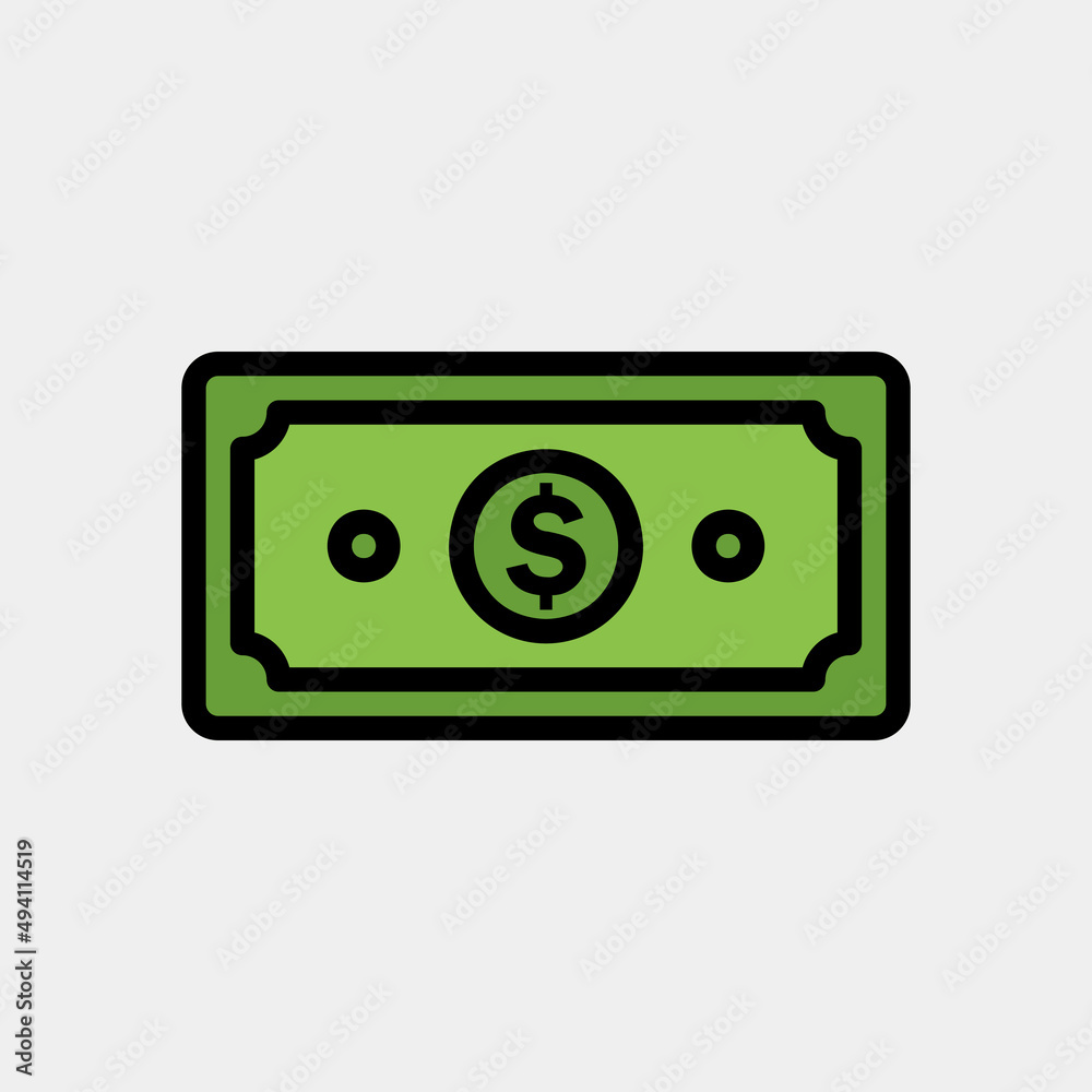Money icon in filled line style about currency, use for website mobile app presentation Money icon in filled line style about currency, use for website mobile app presentation