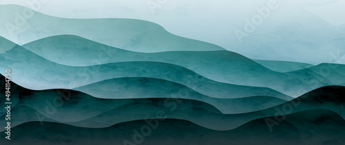 Canvastavla Art background with mountains and hills in a watercolor style for interior desig