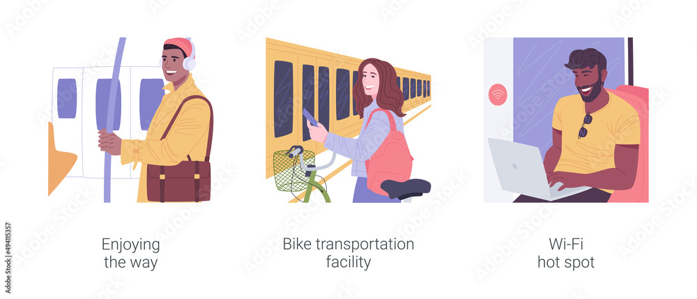 Smart public transport isolated cartoon vector illustrations set. Smart public transport isolated cartoon vector illustrations set.