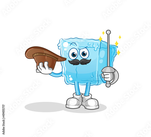 ice cube fencer character. cartoon mascot vector
