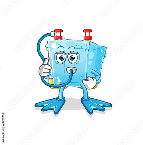 ice cube diver cartoon. cartoon mascot vector