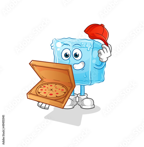 ice cube pizza delivery boy vector. cartoon character