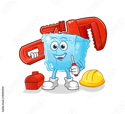 ice cube plumber cartoon. cartoon mascot vector