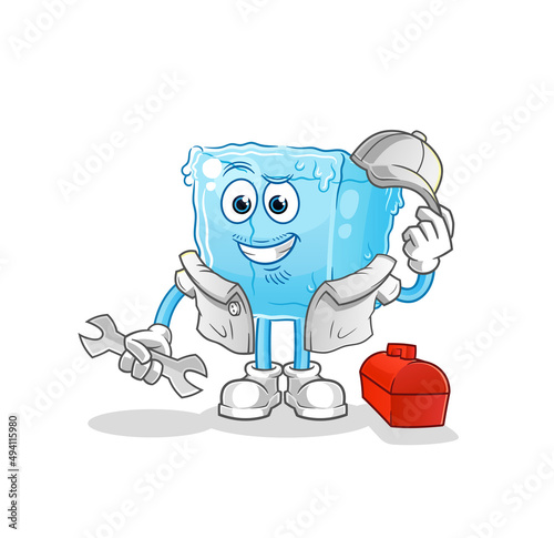 ice cube mechanic cartoon. cartoon mascot vector