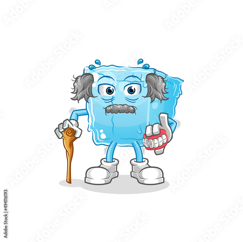 ice cube white haired old man. character vector