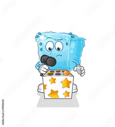 ice cube play whack a mole mascot. cartoon vector